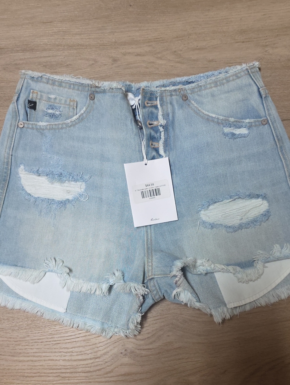 Kankan Light Wash Distressed Denim Shorts - Size Small With Tags